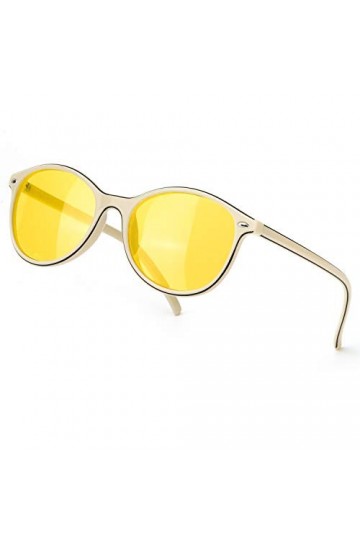 TJUTR Lunettes de nuit polarisées pour femmes Hd Night-Vision Yellow Lens Reduce Glare Safety Nighttime Cadre beige/Objectif