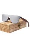 KINGSEVEN Lunettes de soleil polarisées pour homme et femme - Protection UV - Monture en bois de noyer - Argenté - Argenté.,