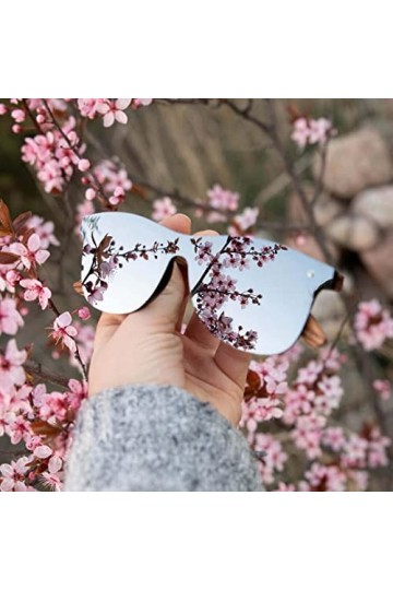 KINGSEVEN Lunettes de soleil polarisées pour homme et femme - Protection UV - Monture en bois de noyer - Argenté - Argenté.,