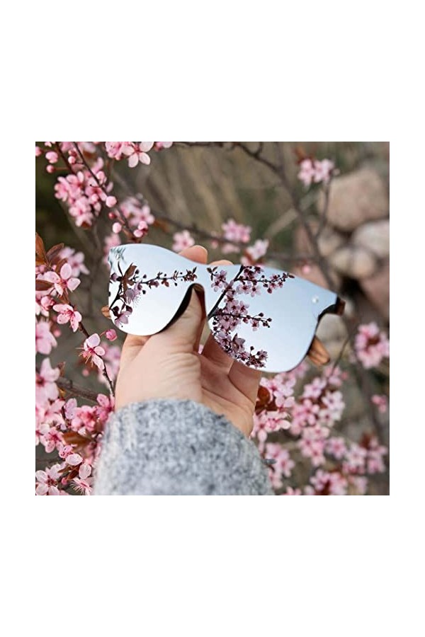 KINGSEVEN Lunettes de soleil polarisées pour homme et femme - Protection UV - Monture en bois de noyer - Argenté - Argenté.,