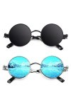 CGID E72 Lunettes de soleil polarisées inspirées du style retro Steampunk en cercle métallique rond pour hommes 2 Paires