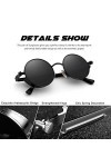 CGID E72 Lunettes de soleil polarisées inspirées du style retro Steampunk en cercle métallique rond pour hommes 2 Paires