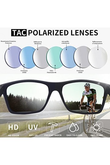 JIM HALO Lunettes de Soleil Polarisées Miroir Enrouler Autour Conduite Pêche Hommes Femmes Gris miroir/Orange miroir 