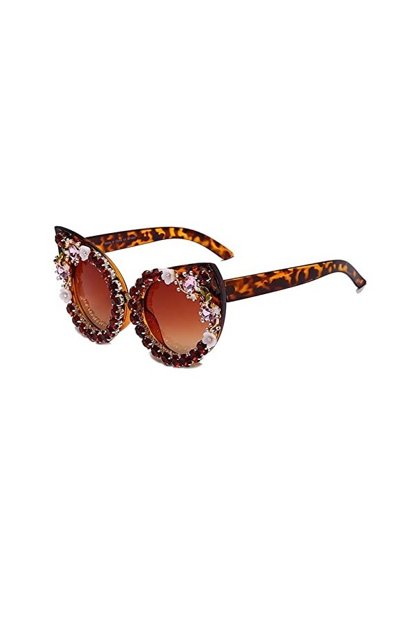 TIYETA Lunettes De Soleil Rétro Pour Femmes Lunettes De Soleil À Diamant En Strass UV400 Bling Cat Eye Glasses Crystal Sungla