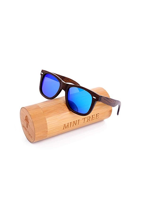Mini Tree Lunettes de Soleil En Bambou Hommes Lunettes Faites à La Main Polarisées Cat.3 Lunettes de Soleil Flottantes Pour F