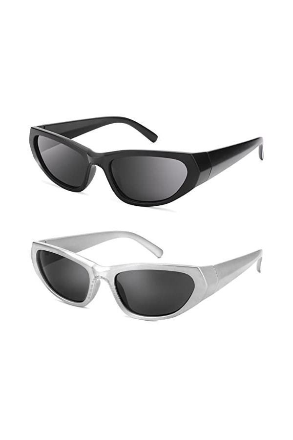 Pro Acme Lunettes de Soleil Enveloppante UV400 Lunettes Sport pour Homme Femme（D2 Monture Noire Matte Oculaire Noir+Monture A