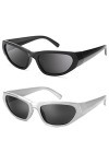 Pro Acme Lunettes de Soleil Enveloppante UV400 Lunettes Sport pour Homme Femme（D2 Monture Noire Matte Oculaire Noir+Monture A