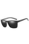 ZENOTTIC Lunettes de soleil polarisées pour homme léger TR90 cadre UV400 protection carré lunettes de soleil, C02 Cadre noir/