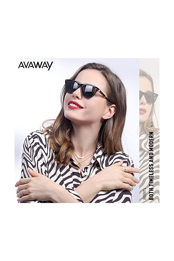 AVAWAY Fashion Oeil de Chat Lunettes de Soleil Femmes Polarisées UV400 Pour Voyage Randonnée Modèle Photographie