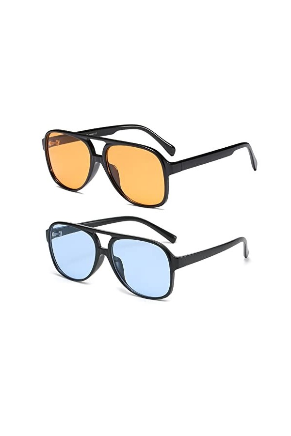 YUELUQU Lunettes de soleil polarisées pour homme et femme - Lunettes de soleil vintage années 70 - Lunettes de soleil aviateu