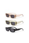 Luminoso Eyewear - Lunettes de soleil unisexes rectangulaires rétro - Lot de 3 - Monture en polycarbone noir/marron/vert - UV