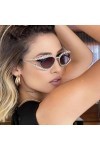 RUDELL Lunettes De Soleil Femme Lunettes De Soleil En Forme DOeil De Chat Incrustées De Diamants Modèle De Lunettes De Style