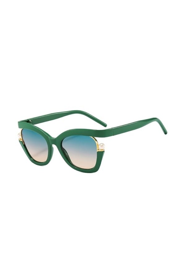 Lunettes de Soleil Oeil de Chat Femme Hommes Lunettes de Soleil Rétro Dégradées Femme Lunettes Vertes, C3 vert, taille unique