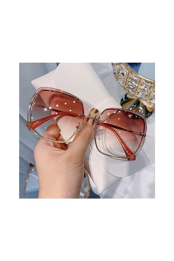 Femme Cadre Carré Mode Lunettes De Soleil Vacances en Plein Air Décoratif UV400 Lunettes De Soleil Cadeau Color : E, Size : 