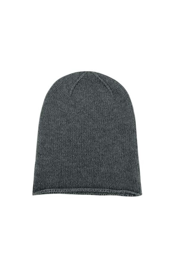 Love Cashmere Bonnet 100 % laine dagneau extra fine pour femme, gris foncé, taille unique