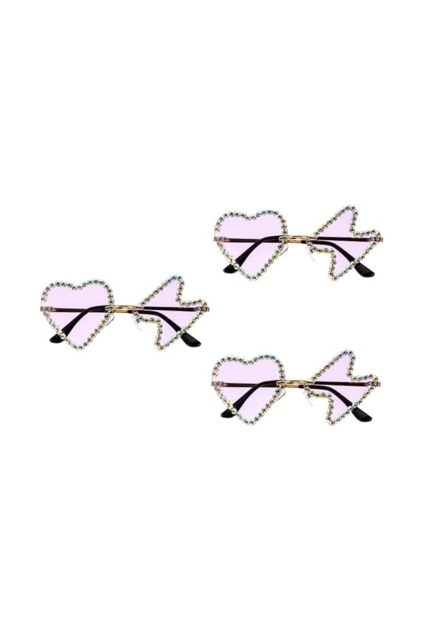 TENDYCOCO 3 Paires De Lunettes De Soleil Hip Hop Lunettes De Soleil Coeur Lunettes De Soleil Enterrement De Vie De Jeune Fill