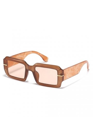 HPIRME Lunettes de Soleil Surdimensionnées Femme Rivets Lunettes de Soleil Carrées Femme Rectangle Nuances Vertes UV400,thé t