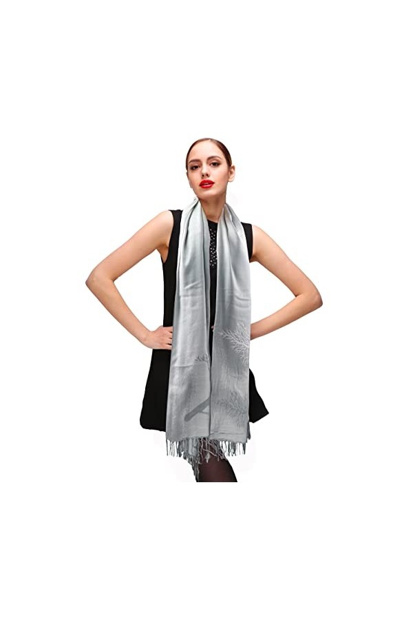 Shmily Girl Femme Élégantes Doubles Côtés Floral Pashmina sensation Wrap écharpe étole châle One Size, Jaune- c070 