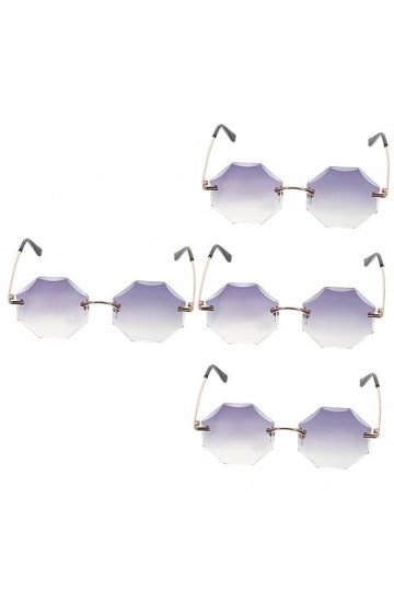 GALPADA 4 Pièces Lunettes De Soleil Sans Monture Lunettes De Soleil De Mode Pour Femmes Lunettes De Soleil Rave Lunettes Étoi