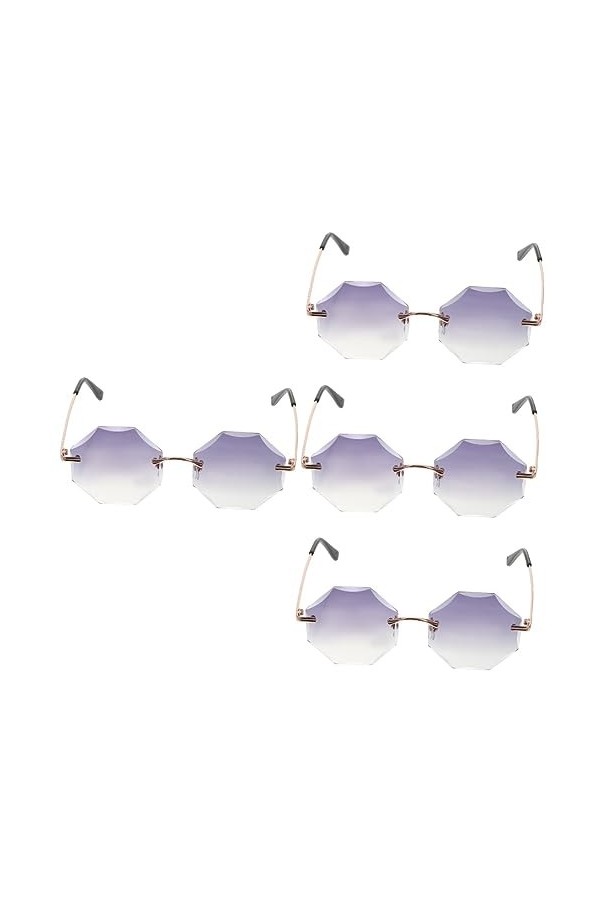 GALPADA 4 Pièces Lunettes De Soleil Sans Monture Lunettes De Soleil De Mode Pour Femmes Lunettes De Soleil Rave Lunettes Étoi