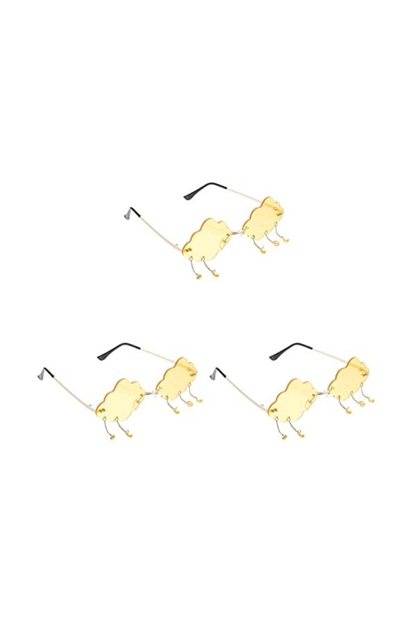 TENDYCOCO 3 Pièces Lunettes De Soleil Nuage Lunettes Sans Monture Mignon Irrégulière Lunettes Sans Monture Nuage Lunettes Gou