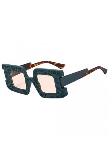 HCHES Lunettes de soleil carrées rétro pour femmes, nuances dégradées UV400, lunettes de soleil de couleur contrastée, vert c