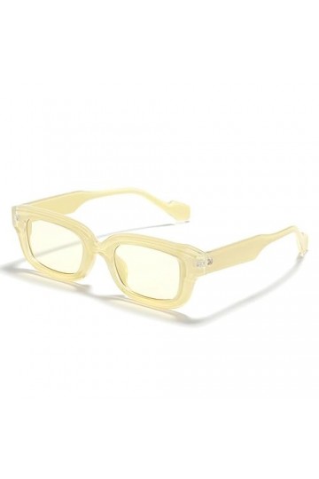 Lunettes de soleil translucides Femmes Rectangle Cadre étroit Lunettes Hommes Style Punk, Jaune, Taille unique