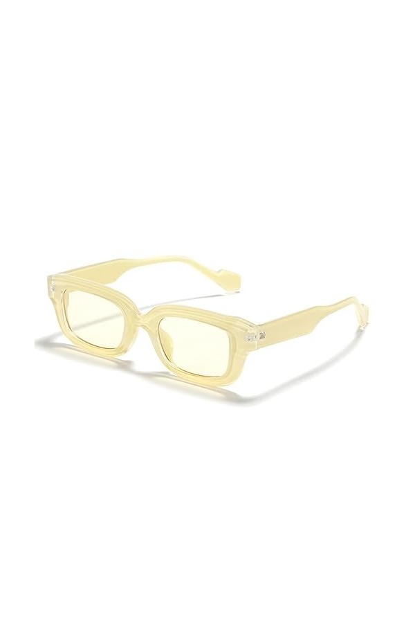 Lunettes de soleil translucides Femmes Rectangle Cadre étroit Lunettes Hommes Style Punk, Jaune, Taille unique