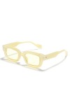 Lunettes de soleil translucides Femmes Rectangle Cadre étroit Lunettes Hommes Style Punk, Jaune, Taille unique