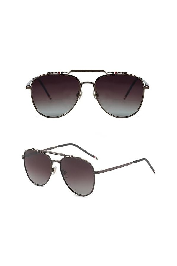 MUTYNE Hommes lunettes de soleil mode femme conduite été Style métal lunettes de soleil polarisées pour femmes, marron, taill