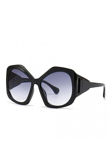 HPIRME Lunettes de soleil polygone surdimensionnées pour femmes hommes Vintage lunettes de soleil à monture noire nuances UV4