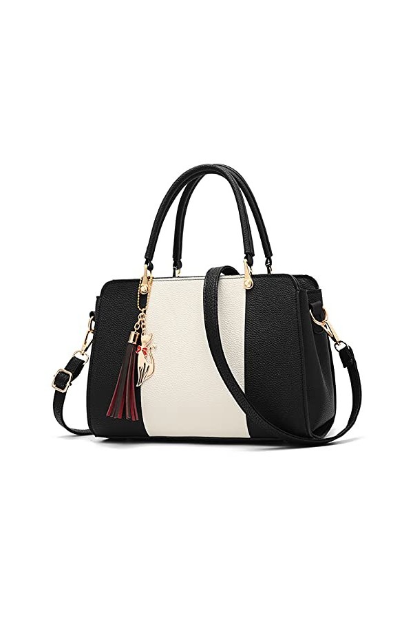 FANDARE Élégant Femme Sac a Main Sacoche avec Pendentif Sacs Cabas Imperméable Cartable pour Achats Fête Voyage Sac Dépaule 