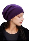 prettystern Bord roulé Couleur Unie Femme Casual Cachemire Laine Cashmere Bonnet tricoté Gris Clair