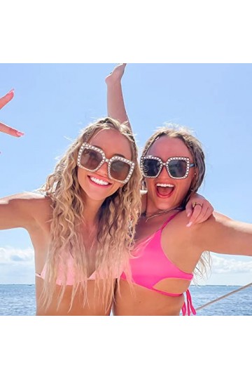 SUNOVELTIES Lot de 8 paires de lunettes de soleil pour femme avec monture épaisse et strass, multicolore, Medium