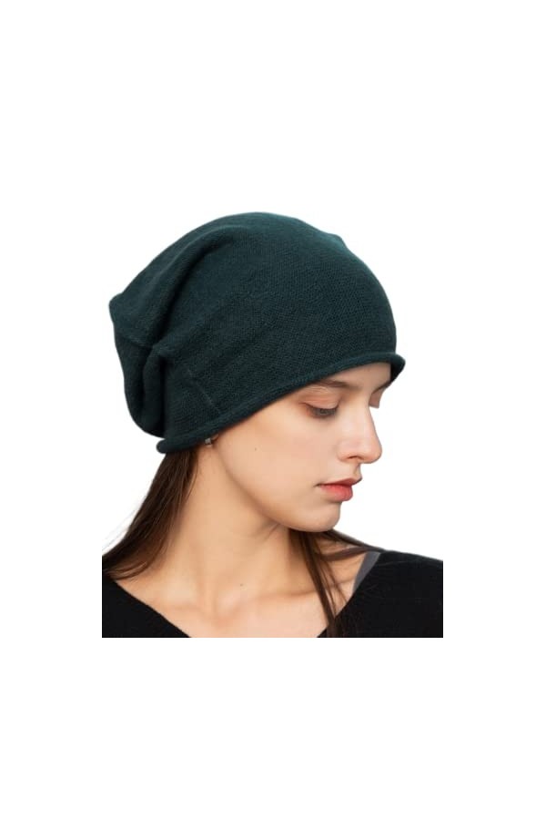 prettystern Bord roulé Couleur Unie Femme Casual Cachemire Laine Cashmere Bonnet tricoté Gris Clair