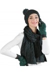 3 en 1 Bonnet Écharpe Ensemble et Gants pour Femme Bonnet Pom Beanie en Tricot Gant à Écran Tactile Écharpe Longue pour lhiv