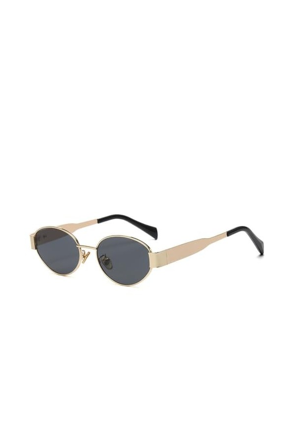 HPIRME Lunettes de soleil punk rétro en métal pour femmes, lunettes de soleil ovales en alliage vintage pour hommes, WTY134 B