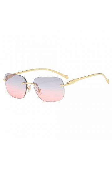 Lunettes de Soleil rectangulaires Femmes Lunettes de Soleil sans Monture dégradées Hommes UV400 Nuances de Conduite Lunettes 