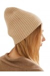 prettystern Bonnet côtelée en Laine 100% Cachemire pour Femmes et Hommes Beige