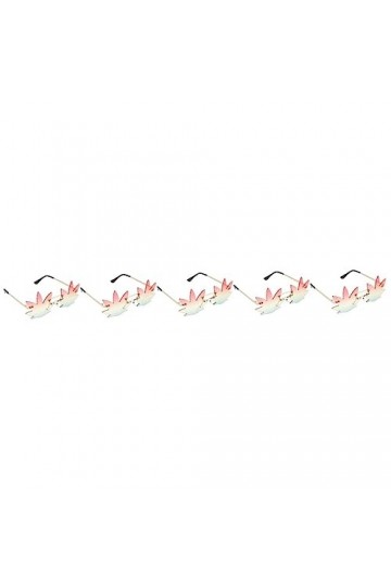 USHOBE 5 Pièces Lunettes De Soleil Irrégulières Lunettes Rave Lunettes De Mode Pour Femmes Lunettes De Soleil Coeur Blanc Lun