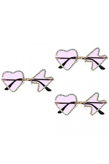 TENDYCOCO 3 Paires De Lunettes De Soleil Hip Hop Lunettes De Soleil Coeur Lunettes De Soleil Enterrement De Vie De Jeune Fill