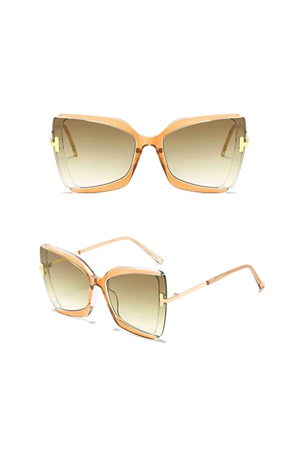 HCHES Lunettes de soleil de designer surdimensionnées carrées femmes lunettes de soleil femme grand cadre nuances colorées, 3