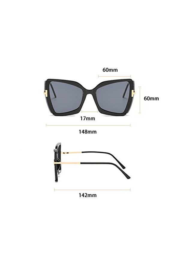 HCHES Lunettes de soleil de designer surdimensionnées carrées femmes lunettes de soleil femme grand cadre nuances colorées, 3