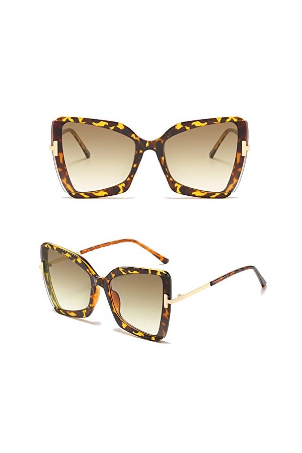 HCHES Lunettes de soleil de designer surdimensionnées carrées femmes lunettes de soleil femme grand cadre nuances colorées, 2