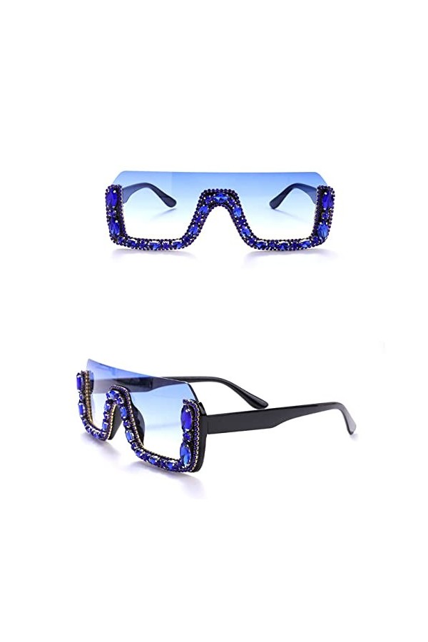 HCHES Lunettes de soleil sans monture femmes hommes rectangle lunettes de soleil lunettes femme lunettes UV400, 2, taille uni