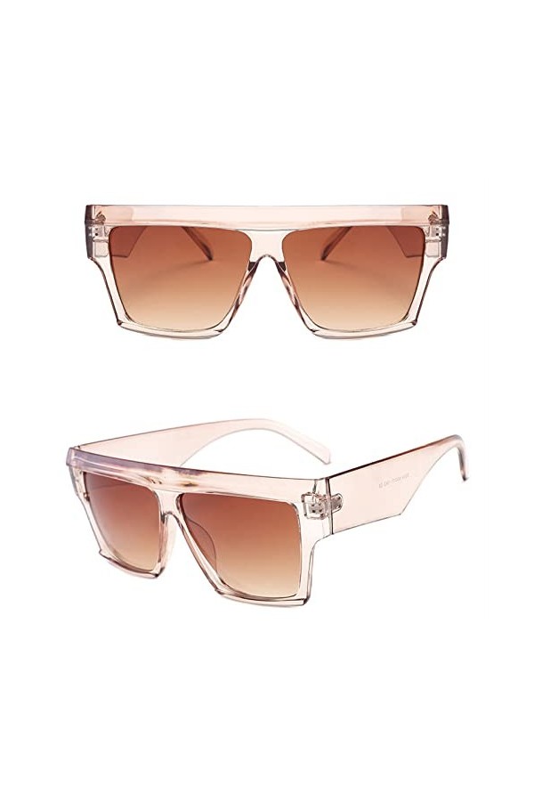 HCHES Lunettes de soleil carrées vintage surdimensionnées pour femmes, lunettes de soleil dété, lunettes de dégradé sexy UV4