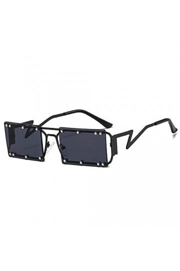 Mode Rectangle Métal Lunettes De Soleil Sans Cadre Rivet Carré Petits Hommes Femmes Lunettes De Soleil Foudre Jambe, C2, Autr