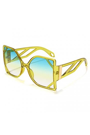 HCHES Lunettes de soleil carrées lunettes femmes hommes punk lunettes de soleil rétro grand cadre dégradé lunettes ombre UV40