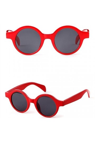 HPIRME Rétro petites lunettes de soleil rondes rouges femmes dames minuscule cercle lunettes de soleil nuances, C4, taille un