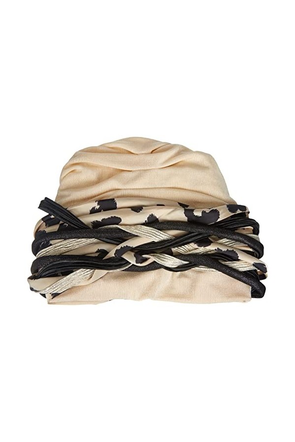 Boho Spirit Amazingly Soft Bamboo Quality Scarlett-Boho Turban Set-qualité de Bambou étonnamment Douce, Cream and Black with 